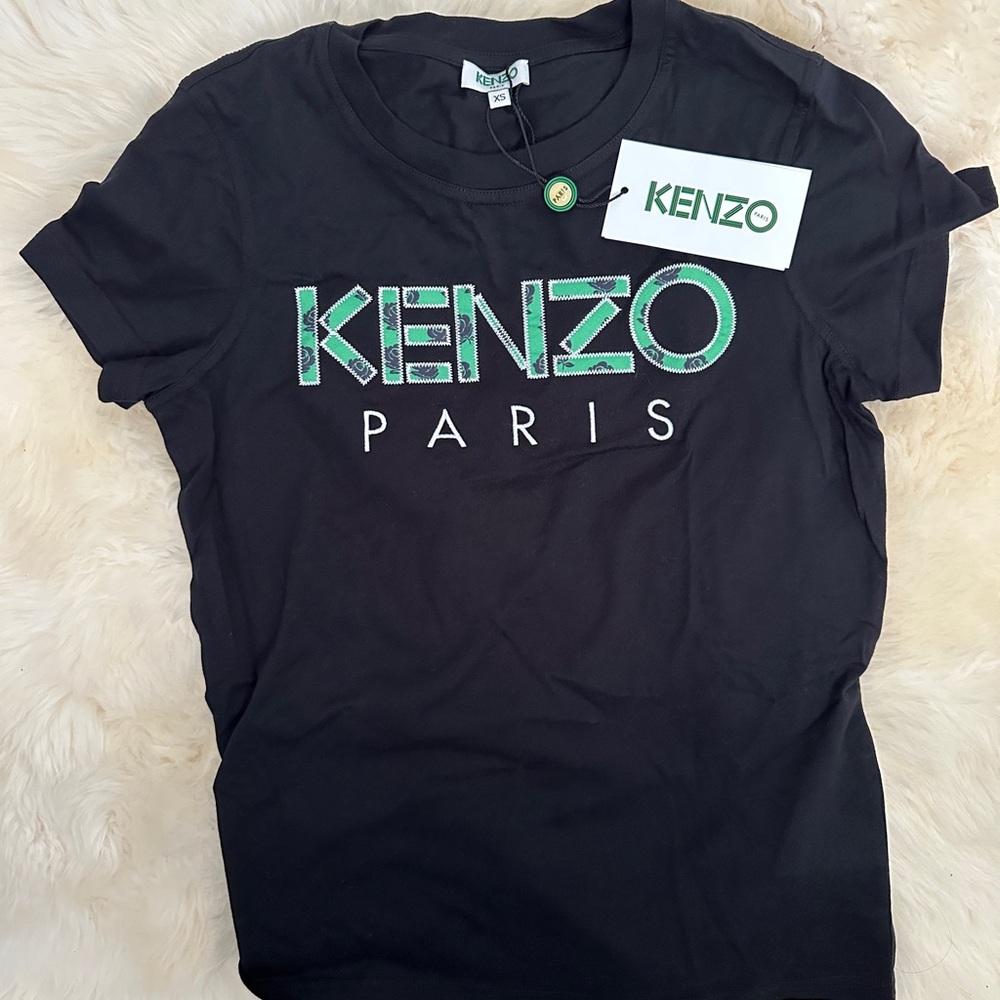 Kenzo Women’s Short Sleeve Logo Graphic Fitted Tee Xs